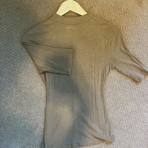 a new day Women's Taupe Ribbed Blouse